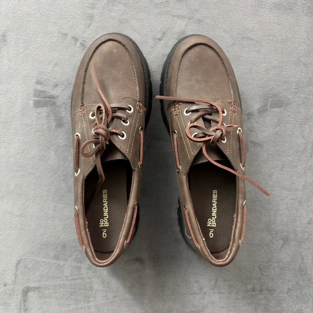 No Boundaries Brown Platform Lug Sole Boat Shoes WMNB45AM213 Womens 9